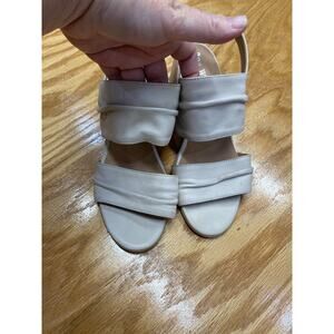 Ron White Women's White Leather Elastic Strap Round Toe Sandal Size 38 S16